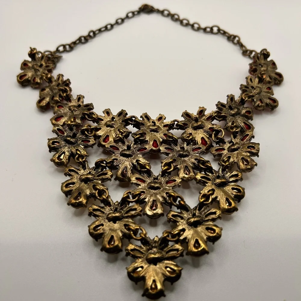 J.Crew bold floral necklace pink clear faceted beads special occasions ornate - Picture 11 of 11